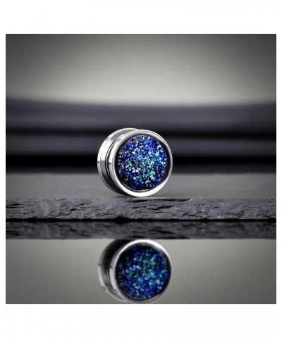 Screw Back Ear Tunnels, Stainless Steel Blue Crystal Plugs Piercing Expander Gauge Earrings. S8630G 0g(8mm) $9.49 Body Jewelry