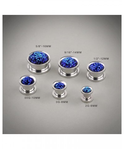 Screw Back Ear Tunnels, Stainless Steel Blue Crystal Plugs Piercing Expander Gauge Earrings. S8630G 0g(8mm) $9.49 Body Jewelry