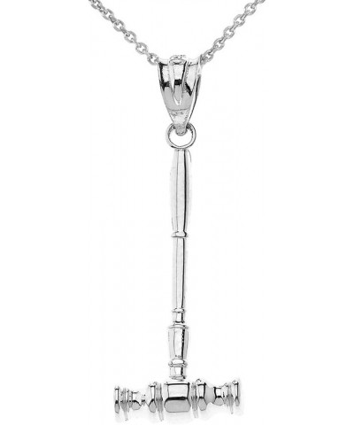 Solid .925 Sterling Silver Gavel Hammer Judge Court Jury Pendant Necklace - Choice of Pendant Only or Chain Length Pendant + ...