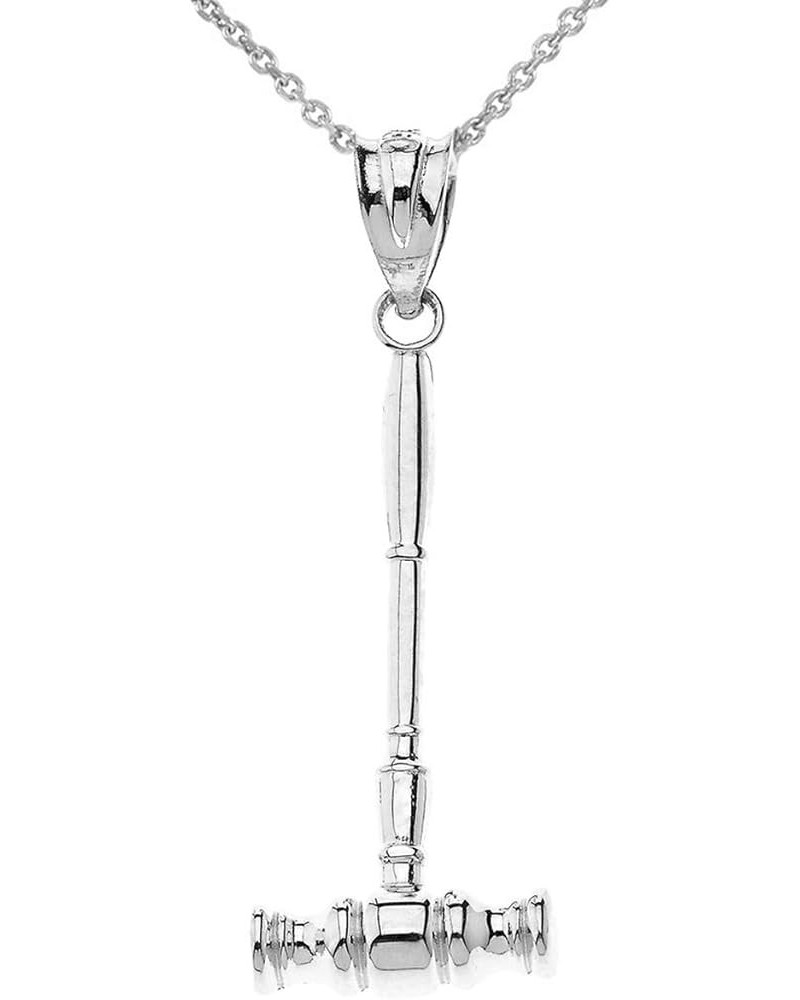 Solid .925 Sterling Silver Gavel Hammer Judge Court Jury Pendant Necklace - Choice of Pendant Only or Chain Length Pendant + ...