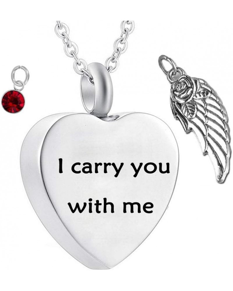 misyou Urn Necklaces for Ashes Always in My Heart 12 Pcs Birthstone Styles Pendant Cremation Keepsake Angel Wing Memorial Jew...