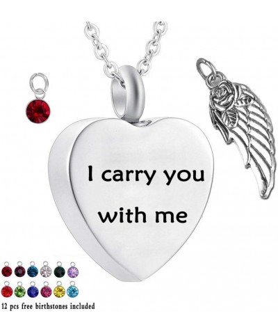 misyou Urn Necklaces for Ashes Always in My Heart 12 Pcs Birthstone Styles Pendant Cremation Keepsake Angel Wing Memorial Jew...