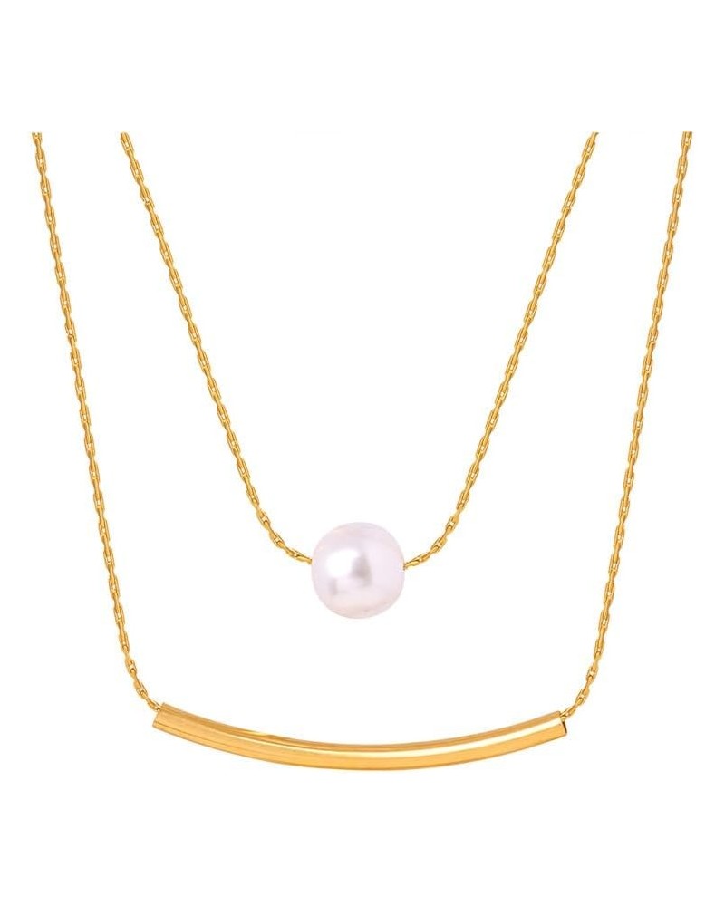 Pearl Necklaces for Women - Gold Pearl Necklace Pendant with Handpicked Freshwater Pearl - Layered Dainty Gold Necklaces for ...