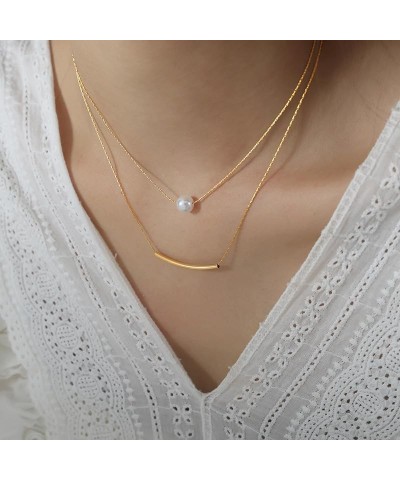 Pearl Necklaces for Women - Gold Pearl Necklace Pendant with Handpicked Freshwater Pearl - Layered Dainty Gold Necklaces for ...