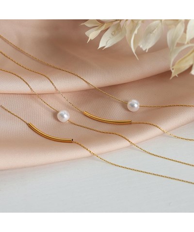 Pearl Necklaces for Women - Gold Pearl Necklace Pendant with Handpicked Freshwater Pearl - Layered Dainty Gold Necklaces for ...