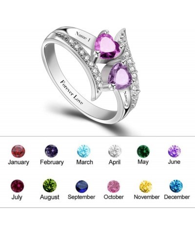 Personalized Mothers Rings with 2 Simulated Birthstones Promise Rings Womens Meaningful Engagement Rings Promise Name Rings f...