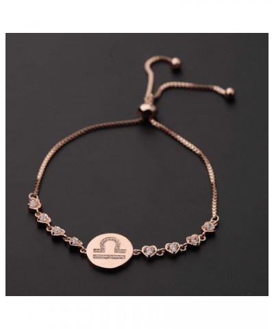 Rose Gold Zodiac Sign Adjustable Bracelet Birthday Gift for Women Girls BR-Libra $10.39 Bracelets