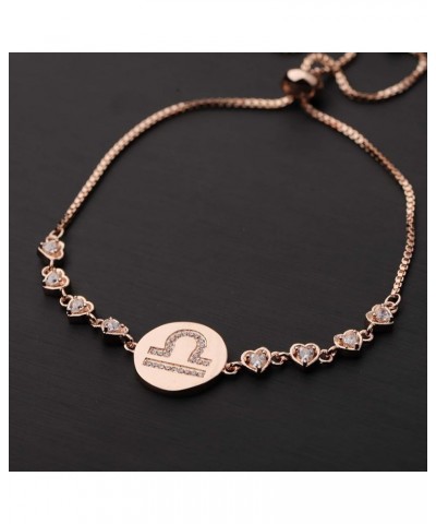 Rose Gold Zodiac Sign Adjustable Bracelet Birthday Gift for Women Girls BR-Libra $10.39 Bracelets