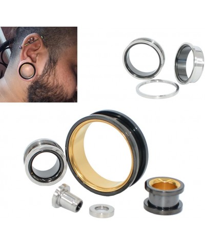 Two Tone Hollow Ear Tunnels Plugs Expander Gauges Stretcher Earrings for Men Women Screw Stainless Steel Hypoallergenic Body ...