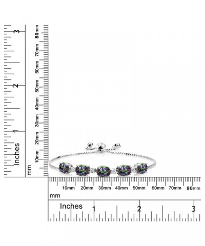 925 Sterling Silver Green Mystic Topaz and White Topaz Tennis Bracelet For Women (8.22 Cttw, Oval 8X6MM, Fully Adjustable Up ...