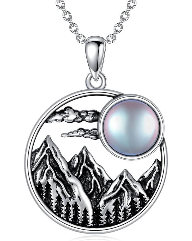 Christmas Gifts 3D Mountain Range Necklace for Women Sterling Silver Wandering River Mountain Valley Sunset Pendant Necklace ...