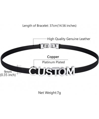 Personalized Black Leather Choker Necklace with Picture/Name/Initials/Letters Charm,Custom Made Adjustable Choker Collar Goth...