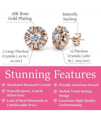 Millie 18K White Gold Earrings with Crystals, Stud Earrings for Women, Girls, Jewelry Gift for Any Occasion Rose Gold $16.38 ...