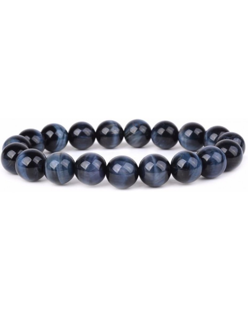 Gem Semi Precious Gemstone 10mm Round Beads Stretch Bracelet 7 Inch Unisex A Grade Blue Tiger Eye $8.99 Bracelets