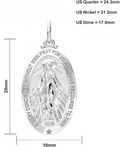 Ladies Polished 925 Sterling Silver 28mm Large Virgin Mary Pendant Necklace, 18in to 24in 18in, 3.2mm Rope Chain $30.14 Neckl...