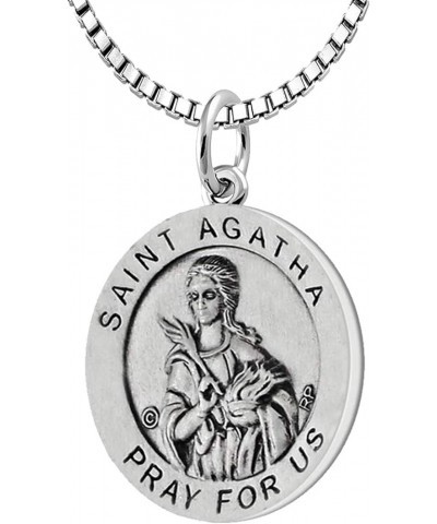 Ladies 925 Sterling Silver 18.5mm Saint Agatha Medal Pendant Necklace, 18in to 24in 24in, 1.5mm Box Chain $44.62 Necklaces