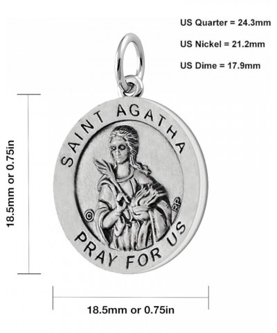 Ladies 925 Sterling Silver 18.5mm Saint Agatha Medal Pendant Necklace, 18in to 24in 24in, 1.5mm Box Chain $44.62 Necklaces