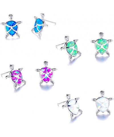 4 Pairs Cute Rhinestone Turtle Stud Earrings $8.69 Earrings