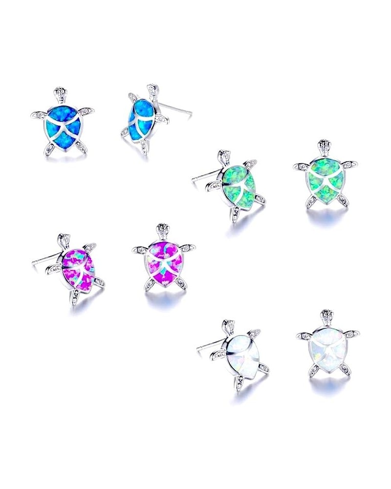 4 Pairs Cute Rhinestone Turtle Stud Earrings $8.69 Earrings