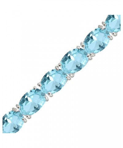 Sterling Silver 7x5mm Genuine, Simulated or Created Oval-cut Gemstone Tennis Bracelet for Women Simulated Paraiba $56.35 Brac...