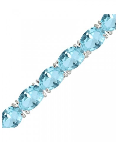 Sterling Silver 7x5mm Genuine, Simulated or Created Oval-cut Gemstone Tennis Bracelet for Women Simulated Paraiba $56.35 Brac...