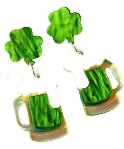 St. Patrick's Day Green Leaf Dangle Earrings Irish Shamrock Resin Acrylic Earrings for Women Girls Jewelry JJ $5.89 Earrings