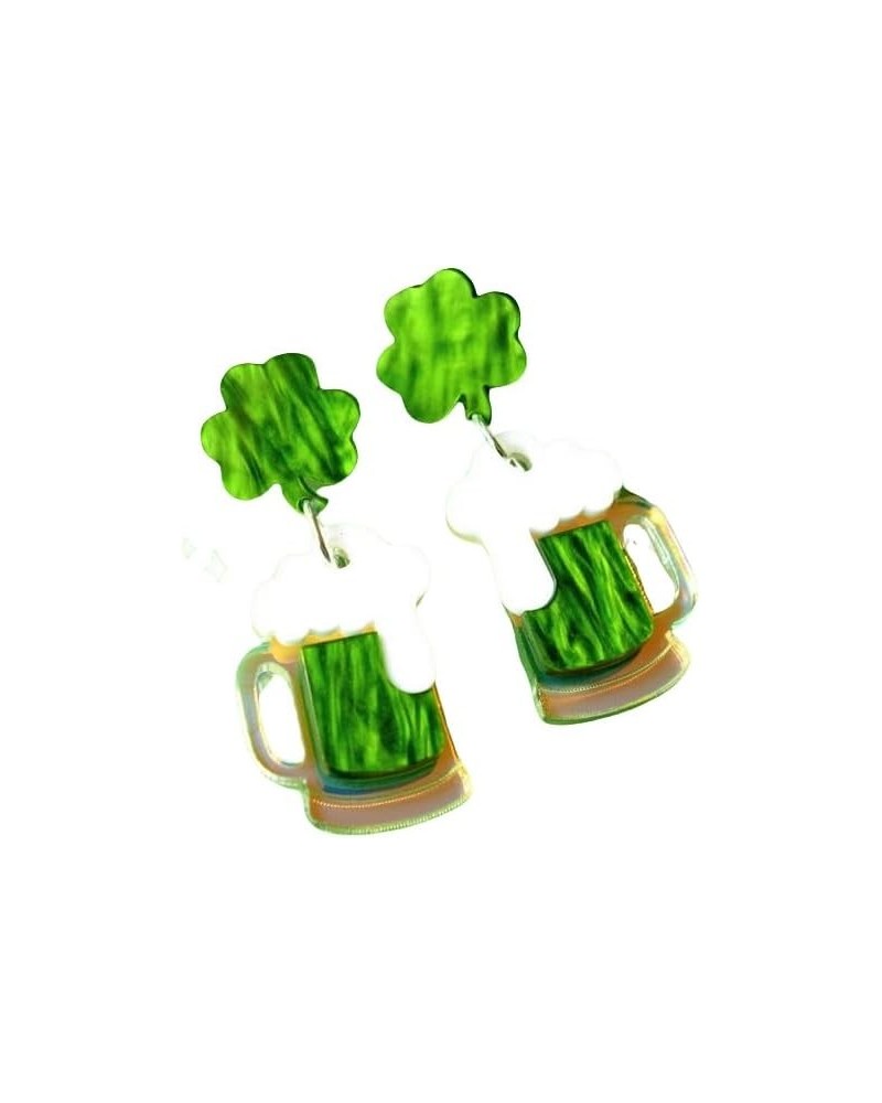 St. Patrick's Day Green Leaf Dangle Earrings Irish Shamrock Resin Acrylic Earrings for Women Girls Jewelry JJ $5.89 Earrings