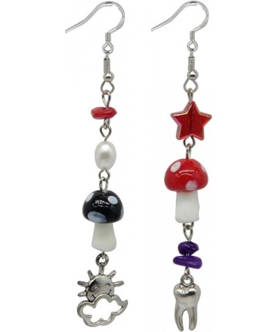 Mushroom Earrings Creative Poisonous Mushroom Dangling Earrings Women's Plant Earrings Jewelry Gift Red $8.24 Earrings