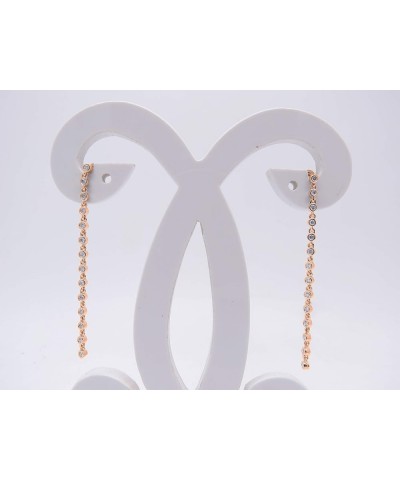 Round Gemstone or Diamond Ladies Linear Bar Drop Earrings in Gold 10K - Metal Stamp Rose Gold in Screw Back White Diamond $13...