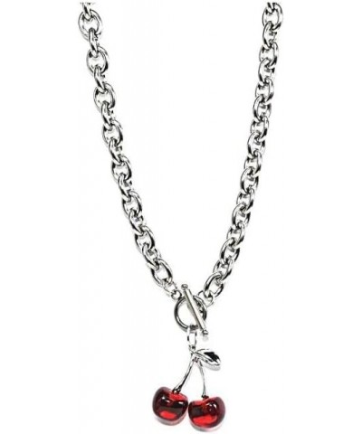 Punk Gothic Heart Necklace Choker Cherry Harajuku Goth Jewelry Pendant Halloween Christmas Gift for Women Girl Cherry $6.53 N...