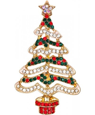 Women's Vintage Inspired Crystal Merry Christmas Holiday Wreath Brooch Pin 02-Wave-Shape Christmas Tree $6.26 Brooches & Pins