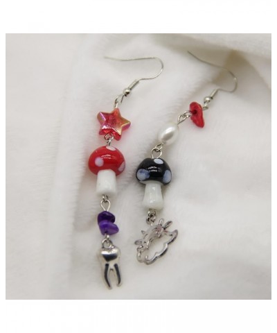 Mushroom Earrings Creative Poisonous Mushroom Dangling Earrings Women's Plant Earrings Jewelry Gift Red $8.24 Earrings