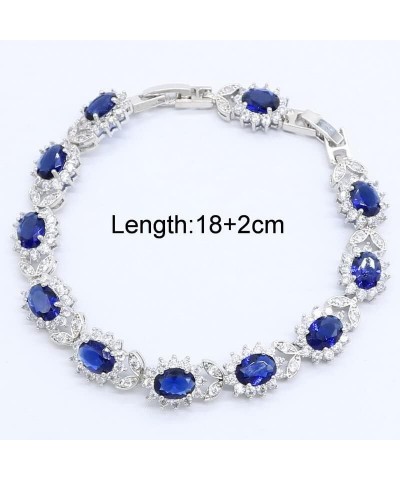 Natural Blue Sapphire Topaz White Zircon Silver 925 Jewelry Sets for Women Party Earrings Pendant Necklace Rings Bracelet Dar...