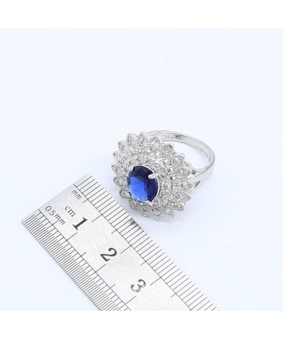 Natural Blue Sapphire Topaz White Zircon Silver 925 Jewelry Sets for Women Party Earrings Pendant Necklace Rings Bracelet Dar...