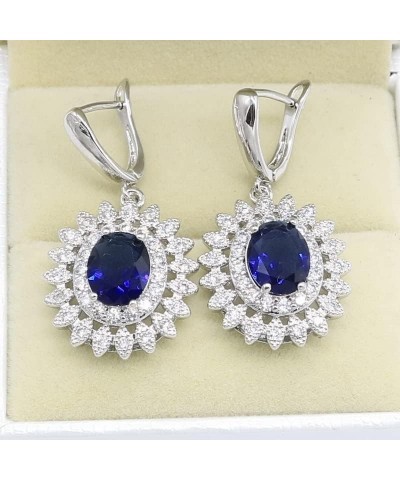 Natural Blue Sapphire Topaz White Zircon Silver 925 Jewelry Sets for Women Party Earrings Pendant Necklace Rings Bracelet Dar...