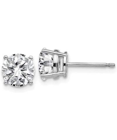 14K White Gold 1.25ct. 5.5mm Round Moissanite 4-Prong Basket Post Earring 6.0 Millimeters Bright Light $141.18 Earrings