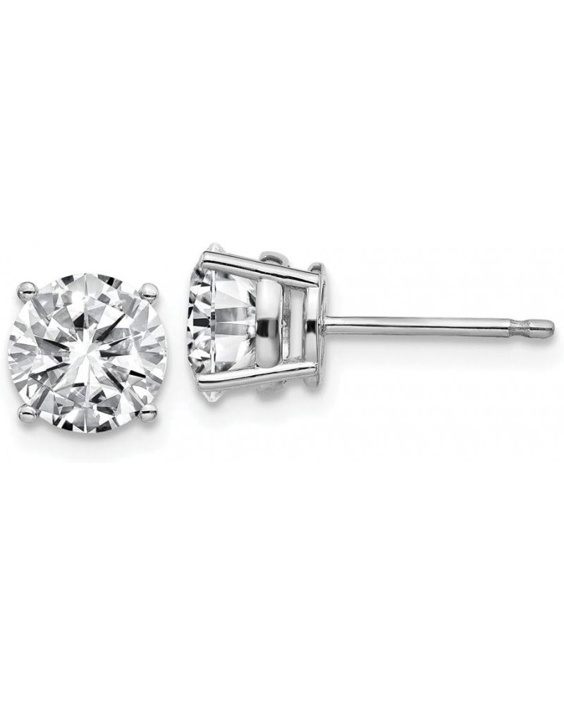 14K White Gold 1.25ct. 5.5mm Round Moissanite 4-Prong Basket Post Earring 6.0 Millimeters Bright Light $141.18 Earrings