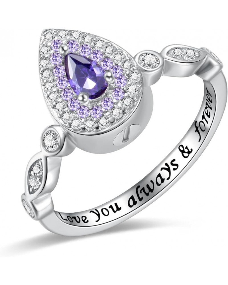 Teardrop Cremation Ring for Ashes - 925 Sterling Silver Urn Keepake Rings Memorial Jewelry for Women Purple $14.00 Rings