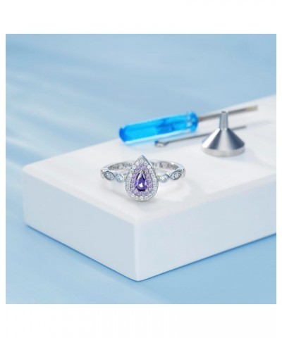 Teardrop Cremation Ring for Ashes - 925 Sterling Silver Urn Keepake Rings Memorial Jewelry for Women Purple $14.00 Rings