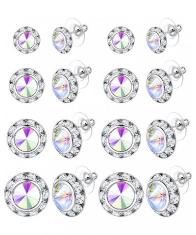 8 Pairs Hypoallergenic Dance Competition Earrings for Women Girls Acrylic Halo Crystal Rhinestone Stud Earrings for Stage Ope...