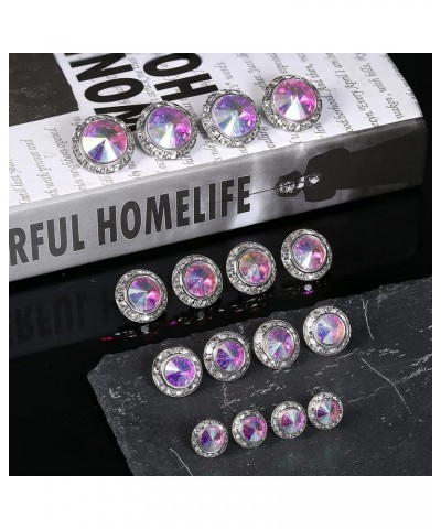 8 Pairs Hypoallergenic Dance Competition Earrings for Women Girls Acrylic Halo Crystal Rhinestone Stud Earrings for Stage Ope...