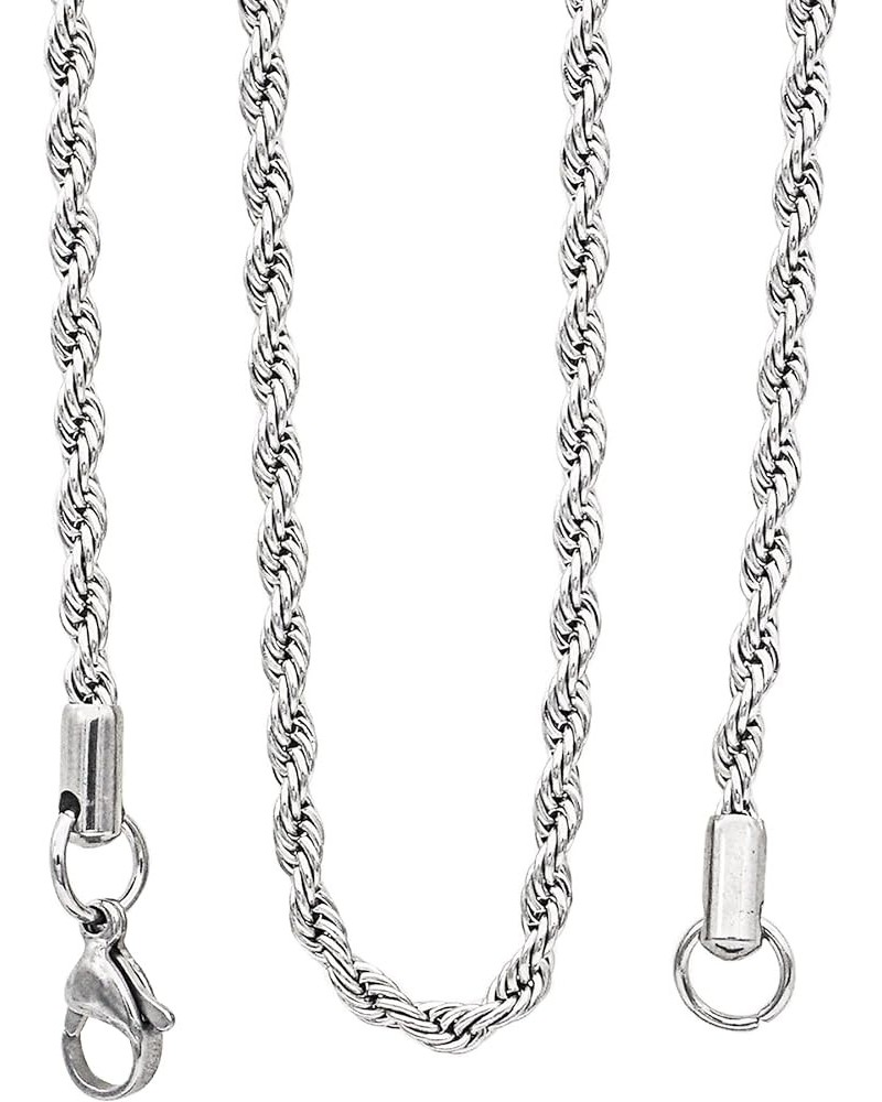 3 4mm Stainless Steel Chain Silver Tone Twist Rope Necklace Chain 20 24 28 inch 20.0 Inches 3mm $6.23 Necklaces