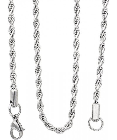 3 4mm Stainless Steel Chain Silver Tone Twist Rope Necklace Chain 20 24 28 inch 20.0 Inches 3mm $6.23 Necklaces