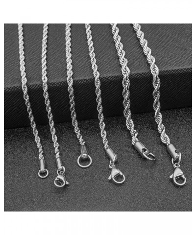 3 4mm Stainless Steel Chain Silver Tone Twist Rope Necklace Chain 20 24 28 inch 20.0 Inches 3mm $6.23 Necklaces