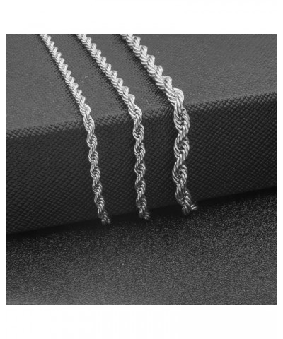 3 4mm Stainless Steel Chain Silver Tone Twist Rope Necklace Chain 20 24 28 inch 20.0 Inches 3mm $6.23 Necklaces