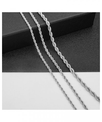 3 4mm Stainless Steel Chain Silver Tone Twist Rope Necklace Chain 20 24 28 inch 20.0 Inches 3mm $6.23 Necklaces