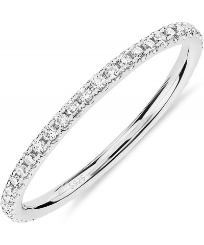 14K Gold Plated Solid 925 Sterling Silver CZ Simulated Diamond Stackable Ring Eternity Bands for Women 10 White Gold $18.67 R...