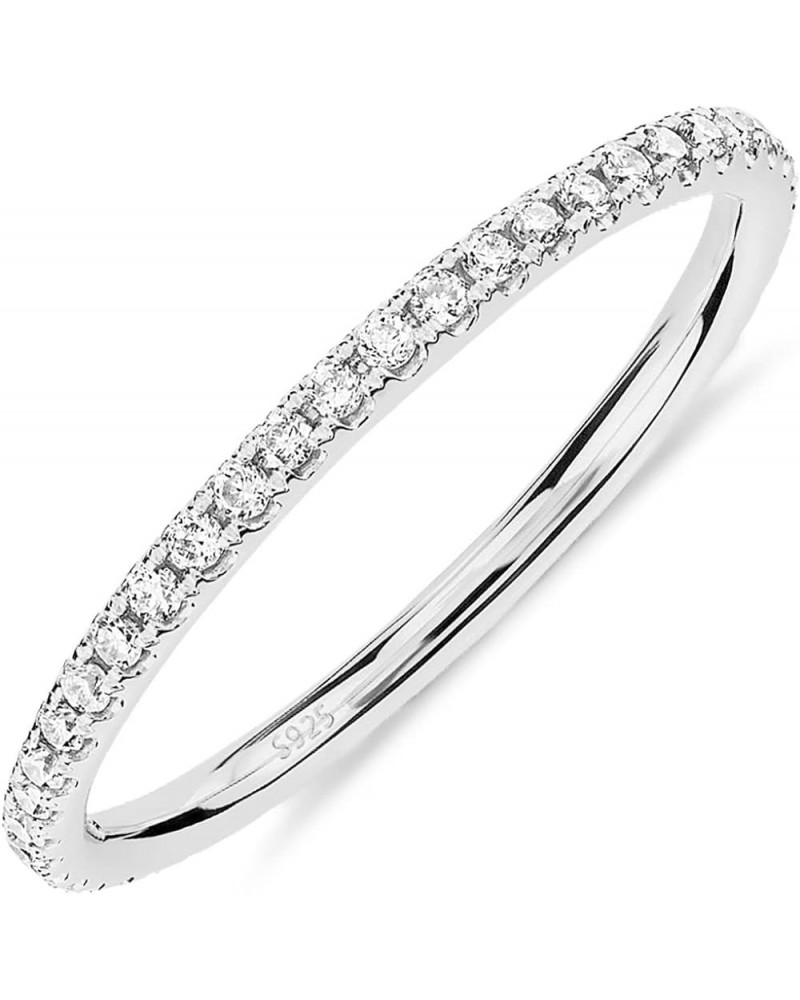 14K Gold Plated Solid 925 Sterling Silver CZ Simulated Diamond Stackable Ring Eternity Bands for Women 10 White Gold $18.67 R...