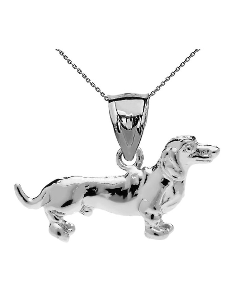 Solid Sterling Silver Dachshund Charm Pendant Necklace 18.0 Inches $13.94 Necklaces