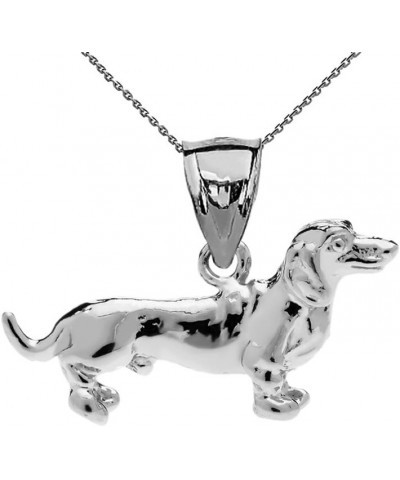 Solid Sterling Silver Dachshund Charm Pendant Necklace 18.0 Inches $13.94 Necklaces